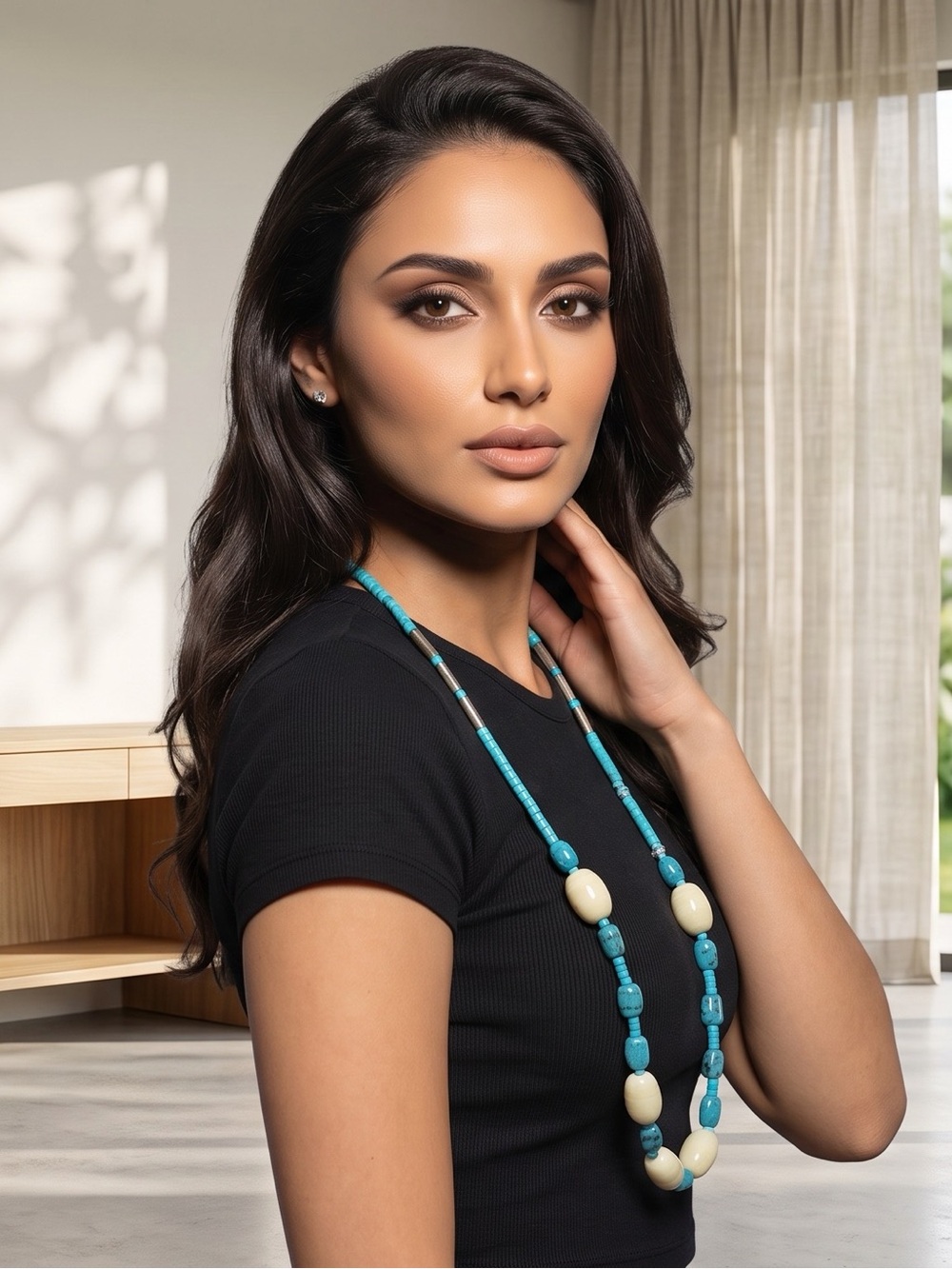 Designer Alexis Kirk Necklace With Ovoid Beads